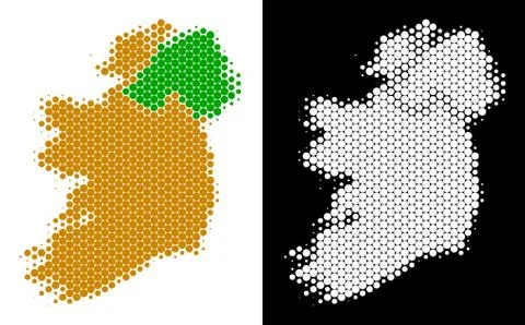 Dotted Halftone Ireland Countries Map Stock Illustration