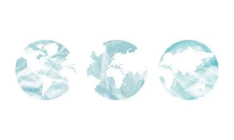 Dotted Halftone Pattern Collage Paper Cut Out Texture Vector Earth Planet Map Illustrazione stock