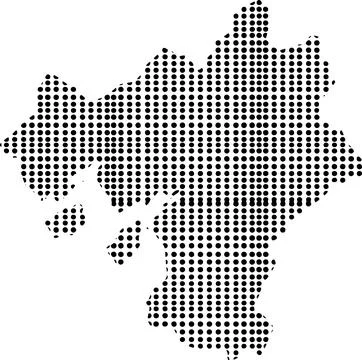 Dotted halftone pattern map illustration of the Hiroshima Prefecture in Jap.. Stock Illustration