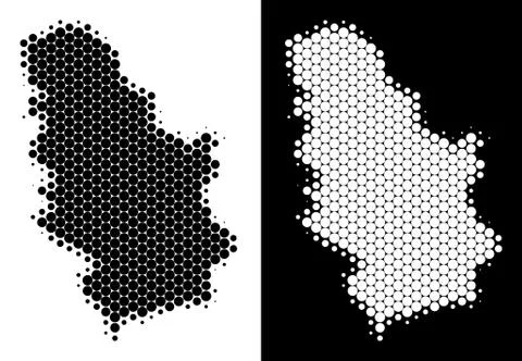 Dotted Halftone Serbia Map Stock Illustration