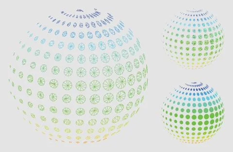 Dotted Halftone Sphere Vector Mesh Network Model and Triangle Mosaic Icon Stock Illustration