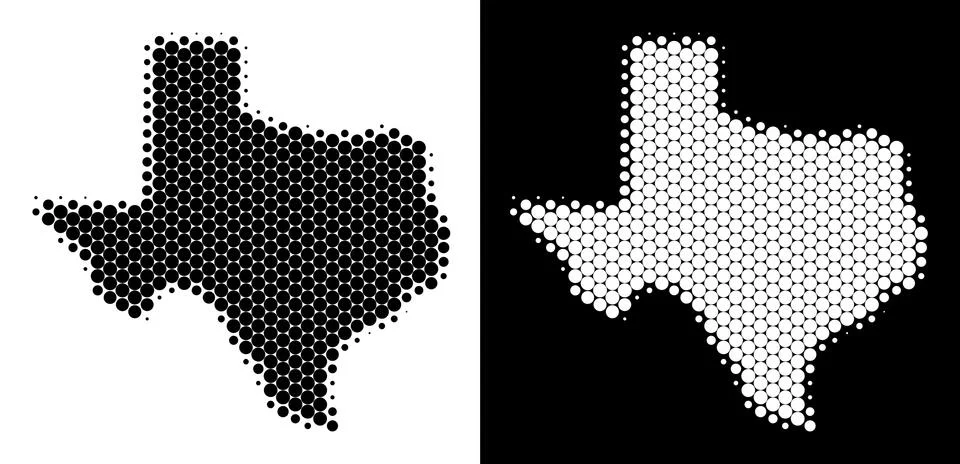 Dotted Halftone Texas Map Illustrazione stock