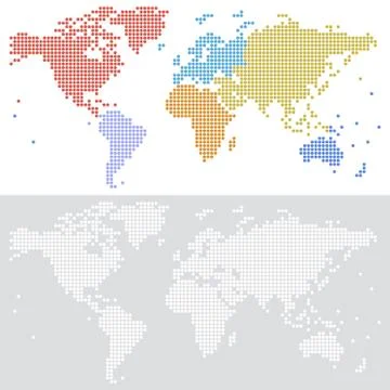 Dotted halftone Vector map of the world Stock Illustration
