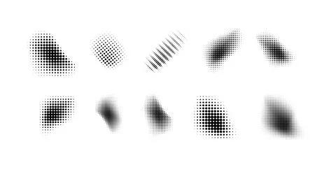 Dotted halftone waves. Abstract shapes, wave effect dotted gradient. Halftone Stockillustratie