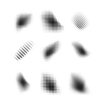 Dotted halftone waves. Abstract shapes, wave effect dotted gradient. Halftone Stock Illustration