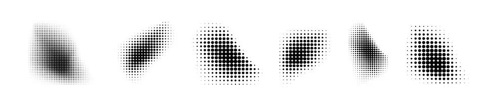Dotted halftone waves. Abstract shapes, wave effect dotted gradient. Halftone Stock Illustration