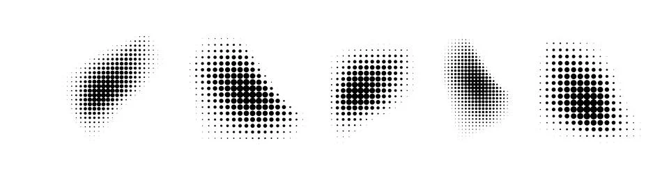 Dotted halftone waves. Abstract shapes, wave effect dotted gradient. Halftone Stock Illustration