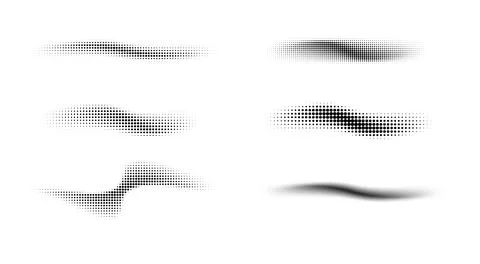Dotted halftone waves. Abstract shapes, wave effect dotted gradient. Halftone Stock Illustration