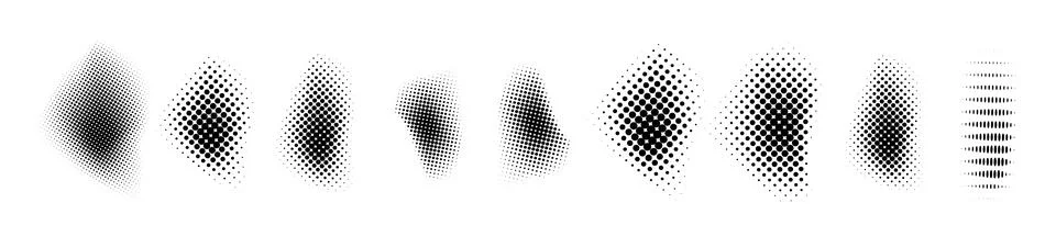 Dotted halftone waves. Abstract shapes, wave effect dotted gradient. Halftone Stockillustratie