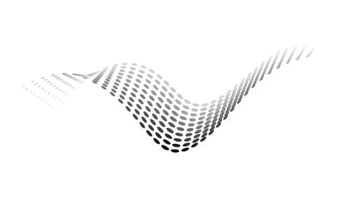 Dotted halftone waves. Flowing wavy lines pattern. Abstract liquid shapes, wave Stock Illustration
