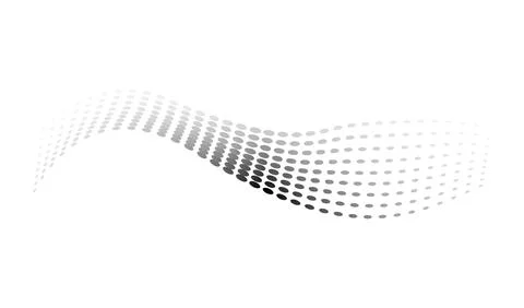 Dotted halftone waves. Flowing wavy lines pattern. Abstract liquid shapes, wave Stock Illustration