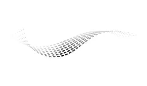 Dotted halftone waves. Flowing wavy lines pattern. Abstract liquid shapes, wave Stock Illustration