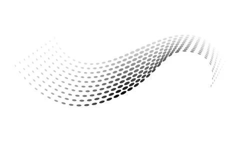 Dotted halftone waves. Flowing wavy lines pattern. Abstract liquid shapes, wave Stock Illustration