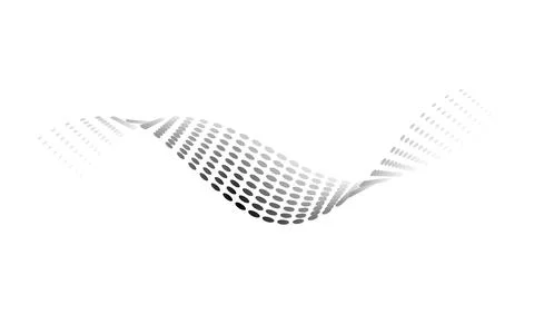 Dotted halftone waves. Flowing wavy lines pattern. Abstract liquid shapes, wave Illustrazione stock