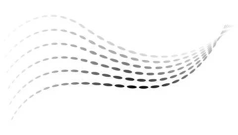 Dotted halftone waves. Flowing wavy lines pattern. Abstract liquid shapes, wave Stock Illustration