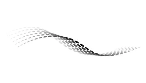 Dotted halftone waves. Flowing wavy lines pattern. Abstract liquid shapes, wave Illustrazione stock