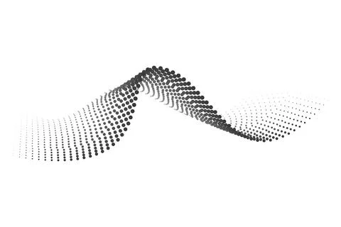 Dotted halftone waves. Flowing wavy lines pattern. Abstract liquid shapes, wave Stock Illustration