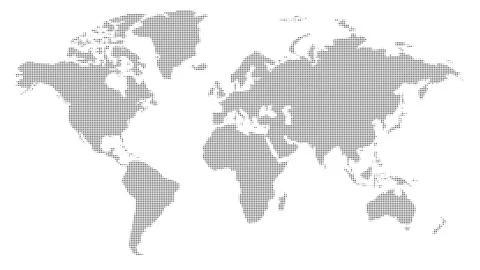 Dotted halftone world map dot global. Continents of the entire globe. Vector Illustrazione stock