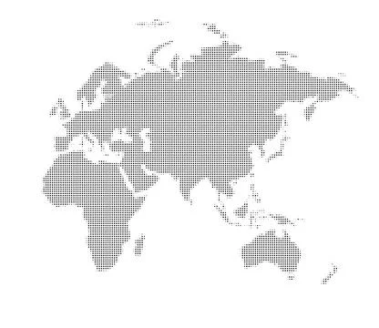 Dotted halftone world map dot global. Continents of the entire globe. Vector Stock Illustration