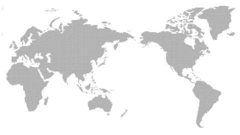 Dotted halftone world map dot global. Continents of the entire globe. Vector Stock Illustration