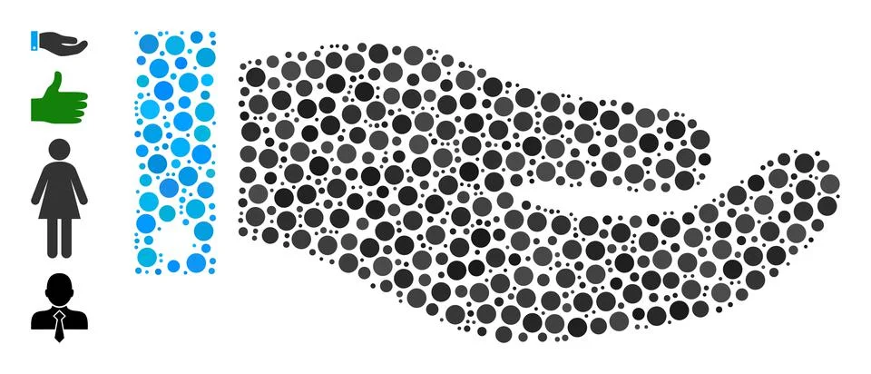 Dotted Hand Composition of Round Dots and Bonus Icons Illustrazione stock