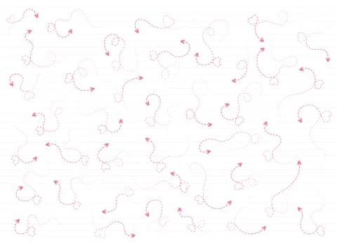 Dotted hand drawn arrow lines with heart Stock Illustration