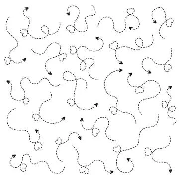 Dotted hand drawn arrow lines with heart Stock Illustration
