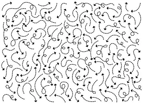 Dotted hand drawn arrows lines in different directions Illustrazione stock