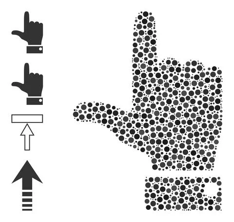 Dotted Hand Pointer Up Collage of Circles with Similar Icons Stock Illustration