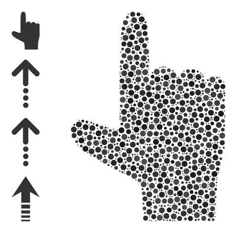Dotted Hand Pointer Up Composition of Rounded Dots and Other Icons Stock Illustration