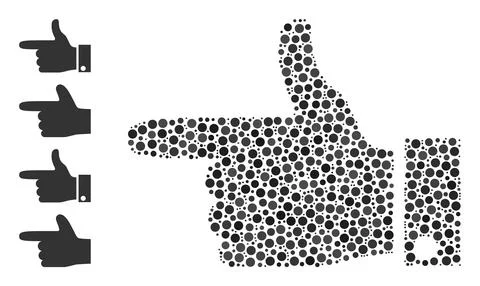 Dotted Hand Pointer Left Mosaic of Circles with Similar Icons Stock Illustration