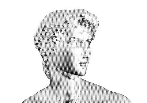 Dotted head of David sculpture, 3d rendered Stock-Illustration