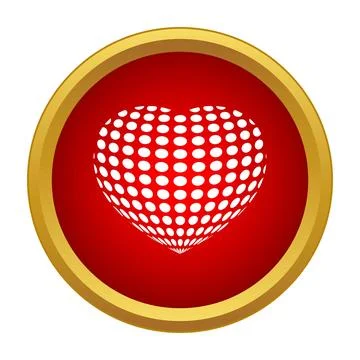 Dotted heart icon within red gold button symbolizing love Stock Illustration