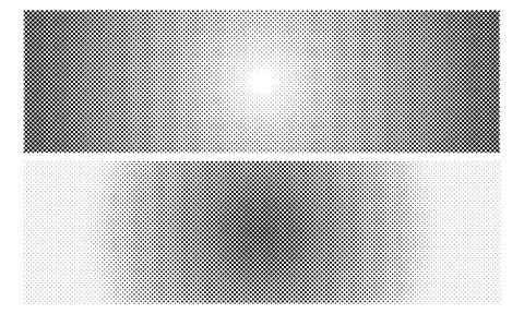 Dotted horizontal background, radial gradient halftone pattern Stock Illustration