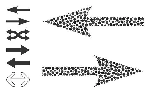 Dotted Horizontal Exchange Arrows Collage of Round Dots and Other Icons Illustrazione stock