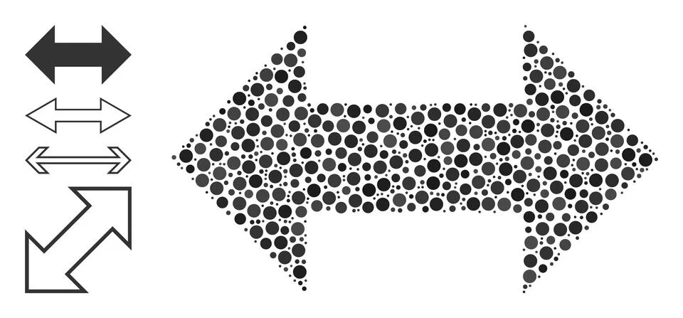 Dotted Horizontal Exchange Arrows Composition of Circles with Similar Icons Stock Illustration