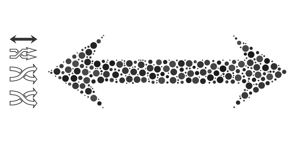 Dotted Horizontal Flip Composition of Circles and Similar Icons Illustrazione stock
