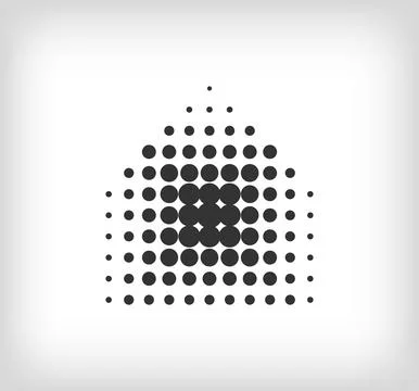 Dotted house icon shape. Geometric artistic building-real estate icon pixel. Stock Illustration