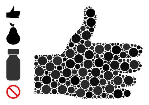 Dotted Human Hand Composition of Round Dots and Bonus Icons 库存插图