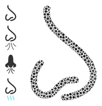 Dotted Human Nose Collage of Round Dots with Other Icons 스톡 일러스트