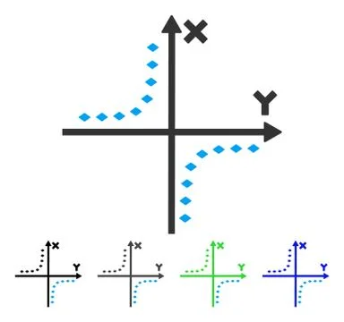 Dotted Hyperbola Plot Flat Icon Illustrazione stock