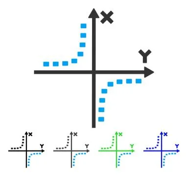 Dotted Hyperbola Plot Flat Icon Ilustración de archivo