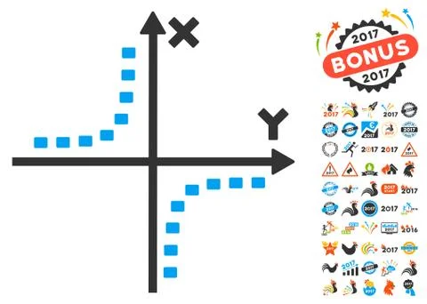 Dotted Hyperbola Plot Icon With 2017 Year Bonus Symbols Ilustración de archivo