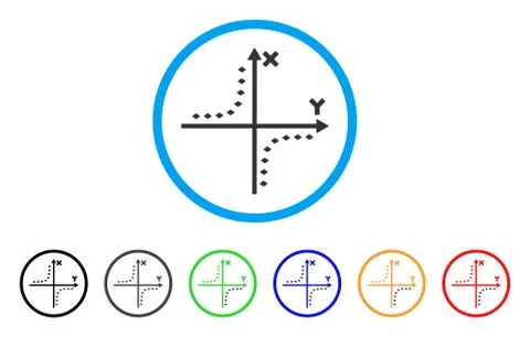 Dotted Hyperbola Plot Rounded Icon Stock Illustration