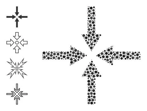Dotted Impact Arrows Collage of Round Dots and Bonus Icons Illustrazione stock