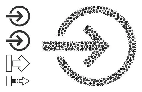 Dotted Import Collage of Rounded Dots with Bonus Icons イラスト素材