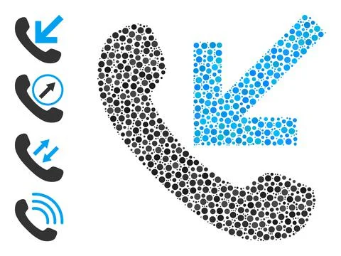 Dotted Incoming Call Collage of Round Dots with Similar Icons Illustrazione stock