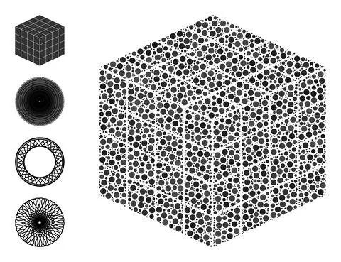 Dotted Isometric Cube Composition of Round Dots and Similar Icons 스톡 일러스트