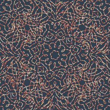 Dotted lacy mandalas seamless vector pattern on a dark background Stock Illustration
