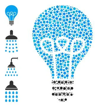 Dotted Lamp Bulb Composition of Circles with Other Icons Illustrazione stock